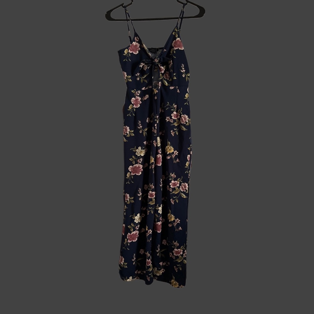 Rue 21 Sleeveless Jumpsuit Blue floral tie front
